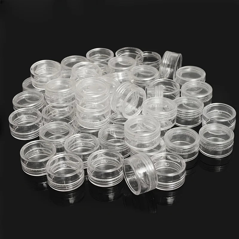 Caja Almacenamiento Plástico Transparente Redonda Pequeña para Joyería/Cuentas/Maquillaje (Set 50 Unidades)