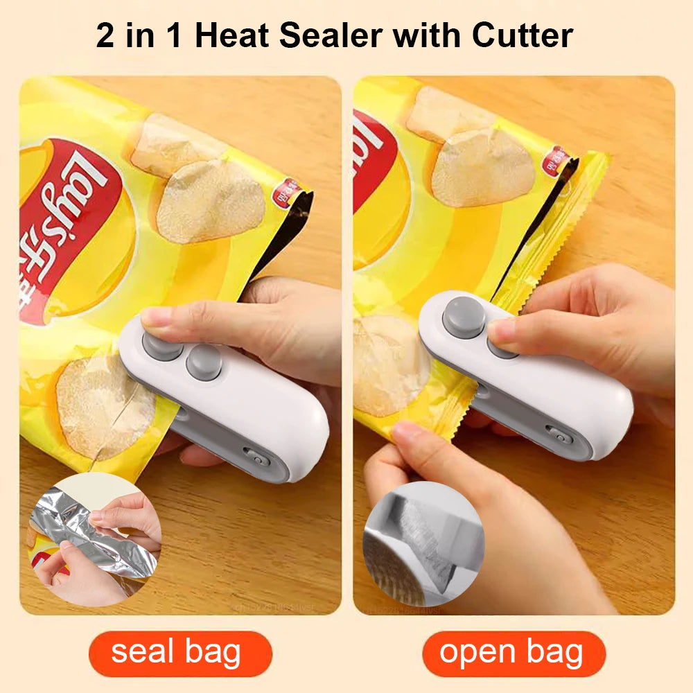 Mini Selladora Térmica Portátil para Bolsas Plásticas Alimentos (Clip Sellador Manual Embalaje)