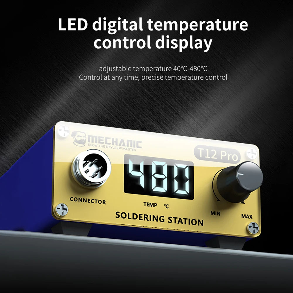 MECHANIC T12 Pro Soldering Station - Intelligent LED Digital Display Anti-Static Thermostat Heating Repair Welding Tool