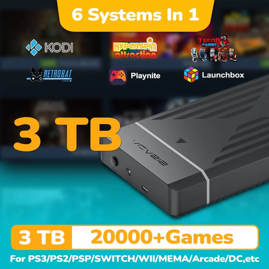 Disco Duro Portátil Gaming 3TB con Hyperspin/LaunchBox/Retrobat/Playnite (20000+ Juegos PS3/PS2/PS1/PSP/Switch/Wii)