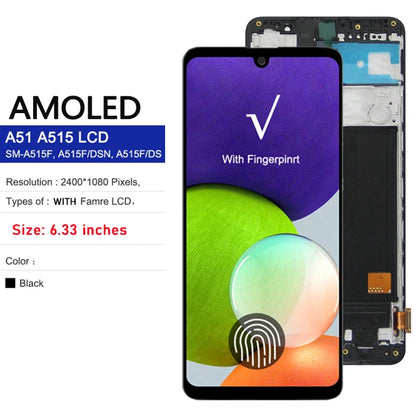 Pantalla OLED para Samsung Galaxy A51 (A515, SM-A515F) con Digitalizador Táctil (Reemplazo Ensamblaje)