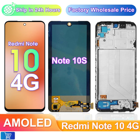 6.43"AMOLED Display For Xiaomi Note 10 4G LCD Display Touch Screen Digitizer Assembly For Redmi Note 10S M2101K7AI M2101K7BG