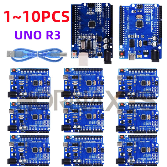 Placa Desarrollo UNO R3 (CH340G, MEGA328P-AU, 16MHz, Tipo C) con Cable USB para Arduino (1-10 Unidades)