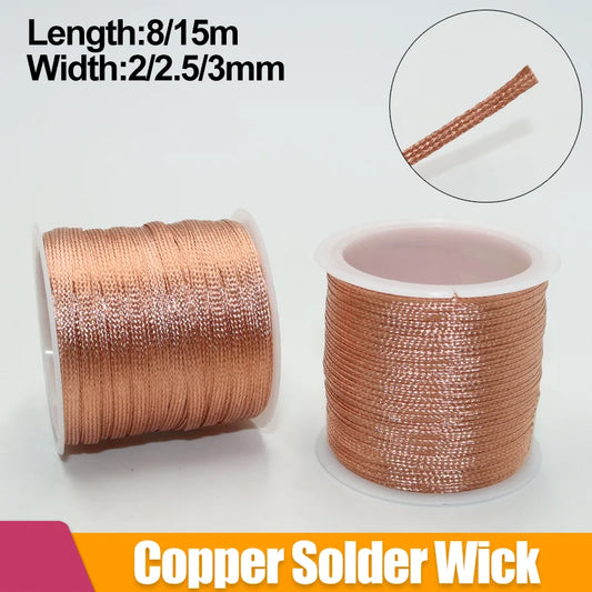 Malla Cobre Desoldadora Fuerte (Ancho 2/2.5/3.0mm, Largo 8/15m) Removedor Estaño PCB/BGA Herramienta Soldadura