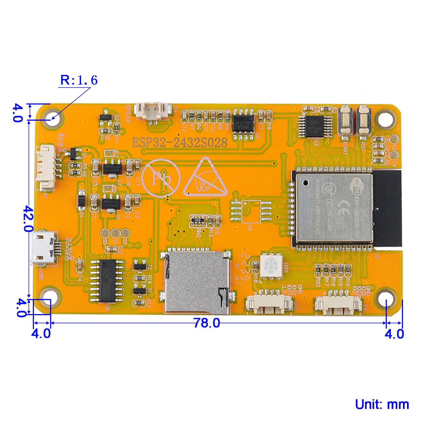 Módulo Pantalla Inteligente RCmall ESP32-2432S028R (LCD TFT 2.8", 240x320, Driver ILI9341)