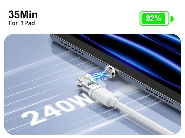 Adaptador Magnético AUFU Tipo C 9 Pines (240W Carga Rápida USB-C a Tipo C) Conector OTG para Samsung/Xiaomi/Lenovo Laptop (Pack 3 Unidades)