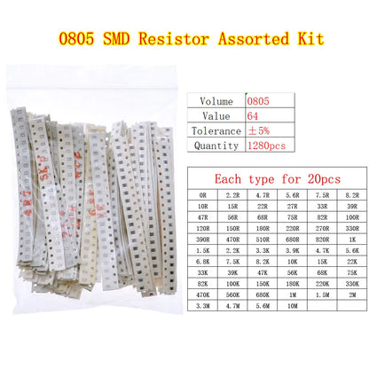 Kit Surtido Resistencias Fijas Chip SMD (0402 a 2512) - Rango 0Ω a 10MΩ