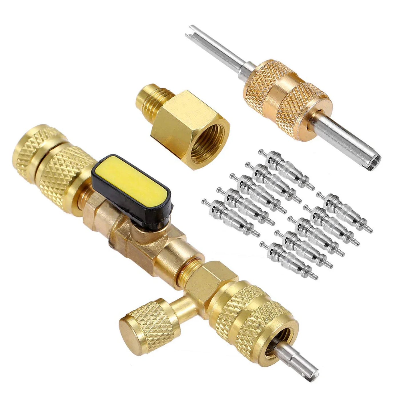 Kit Herramienta Instalador/Removedor Núcleo Válvula HVAC con Puerto Doble Tamaño 1/4" y 5/16" para R22/R12/R407/R410/R404/R32/R600