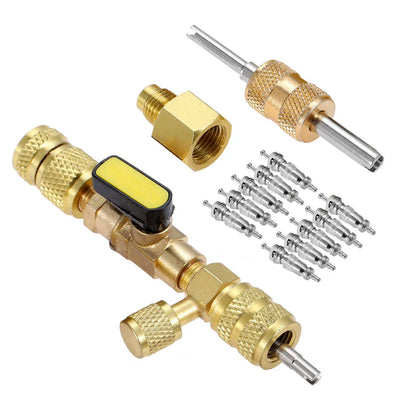 Kit Herramienta Instalador/Removedor Núcleo Válvula HVAC con Puerto Doble Tamaño 1/4" y 5/16" para R22/R12/R407/R410/R404/R32/R600