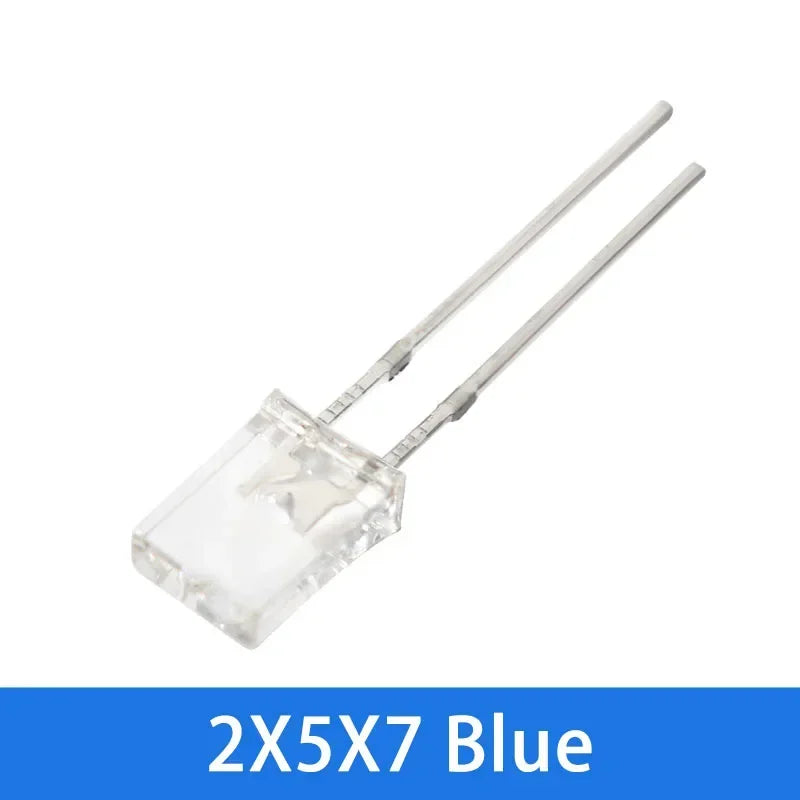 Diodo LED Transparente 2x5x7mm Kit Colores (Rojo/Amarillo/Azul/Verde) (100 Unidades)