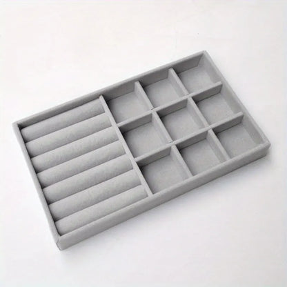 Bandeja Exhibidora Terciopelo para Joyería (Soporte Anillos/Pendientes/Collares Portátil) Caja Organizadora Almacenamiento