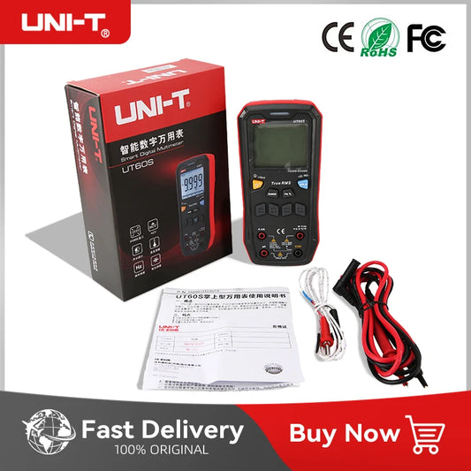 Multímetro Digital Inteligente UNI-T UT60S / UT60BT (Bluetooth) - True RMS, Tester Voltaje 1000V AC/DC, Amperímetro, Frecuencímetro