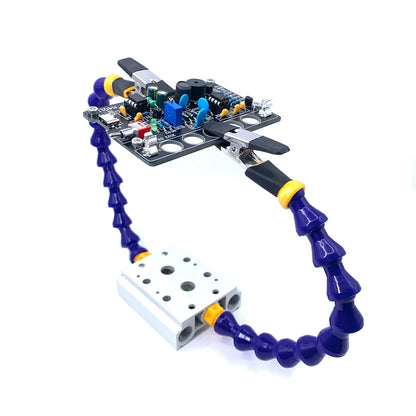 Brazos Flexibles "Helping Hands" con Pinza Tornillo Banco Mesa y Soporte Cautín para Soldadura/Reparación PCB (Compatible TS100/TS101/PINE64)