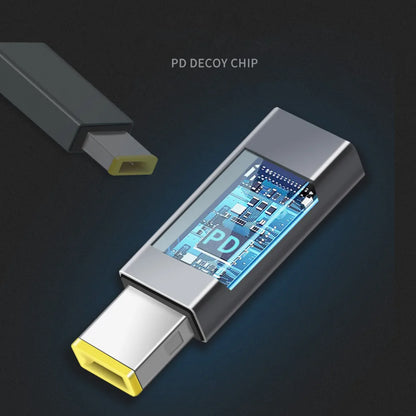 Adaptador Convertidor USB-C Hembra PD a Plug Cuadrado (Slim Tip) para Laptop Lenovo