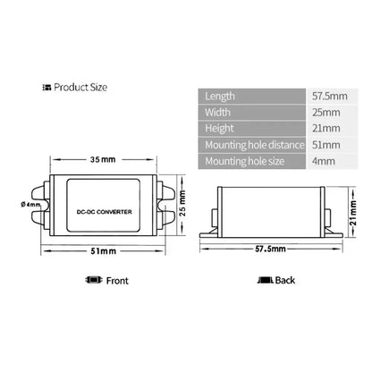Convertidor Voltaje DC-DC Buck 12V/24V a 3.3V/3.7V/4.2V/5V/6V/7.5V/9V Step-Down (Input 8-31V) CE