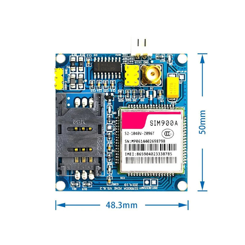 Kit Placa Módulo Transmisión Datos Inalámbrica GSM/GPRS SIM900A / SIM900 Mini V4.0 con Antena