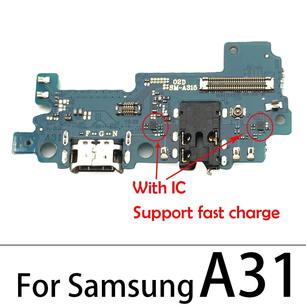Placa Puerto Carga USB con Conector Dock y Micrófono para Samsung Galaxy A10/A20/A21S/A30/A31/A40/A41/A50/A51/A60/A70/A71