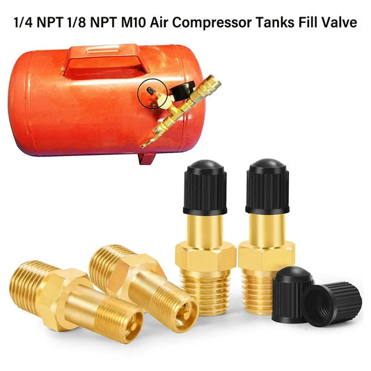 Válvula Llenado Tanque Compresor Aire Latón Anti-Corrosión Schrader (Rosca 1/4 NPT / 1/8 NPT / M10) Núcleo Válvula Neumático Auto