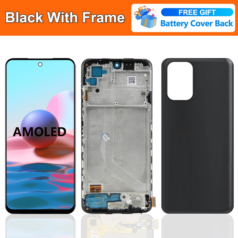 6.43"AMOLED Display For Xiaomi Note 10 4G LCD Display Touch Screen Digitizer Assembly For Redmi Note 10S M2101K7AI M2101K7BG