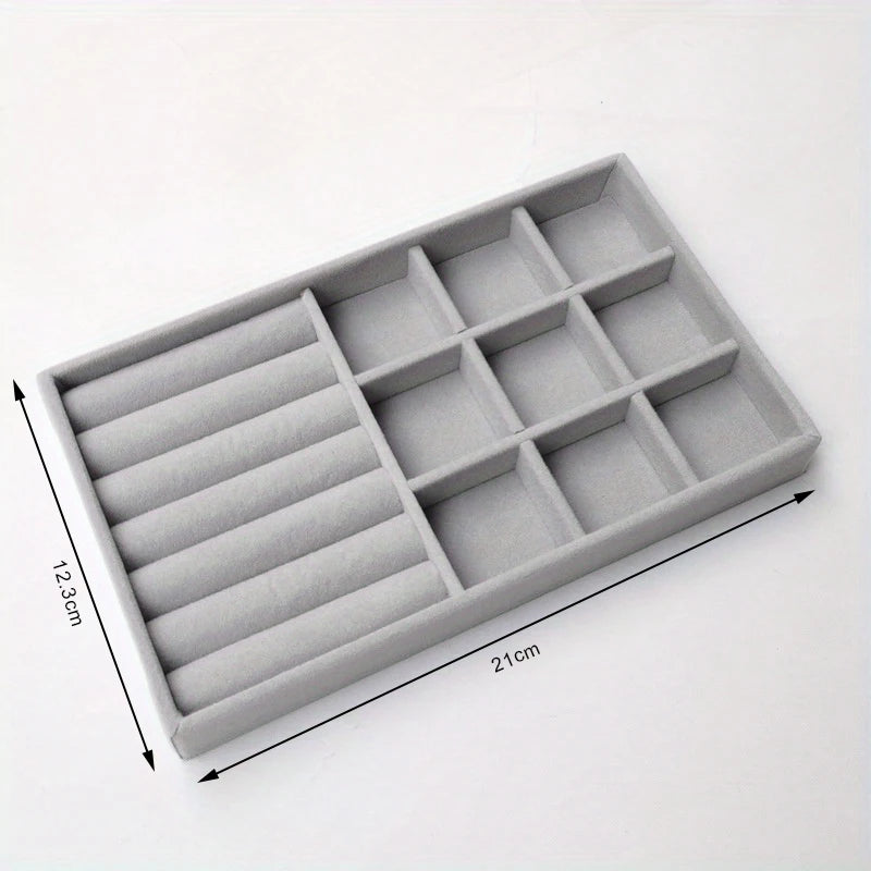 Bandeja Exhibidora Terciopelo para Joyería (Soporte Anillos/Pendientes/Collares Portátil) Caja Organizadora Almacenamiento