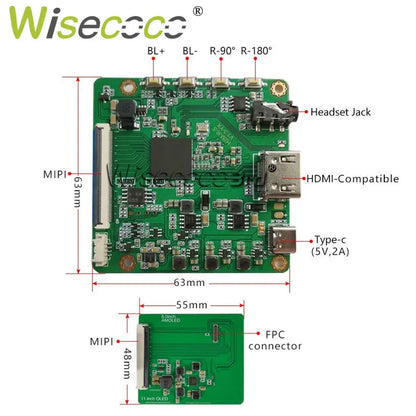 OLED Display 8 Inch 2K 2480x1860 IPS Amoled Screen Laptops Raspberry Pi Project OLED Screen Default Landscape Driver Board