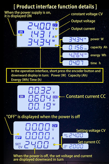 Módulo Convertidor Buck-Boost CC/CV DC 6-36V a 5-30V 35W/80W Fuente Alimentación Ajustable Step-Down/Up Estabilizada