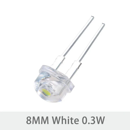 Diodo LED Sombrero Paja F8 (8mm) Super Brillante Blanco Cálido 0.5W / Blanco 0.3-0.75W / Azul / Verde / Rojo / Amarillo (20 Unidades)