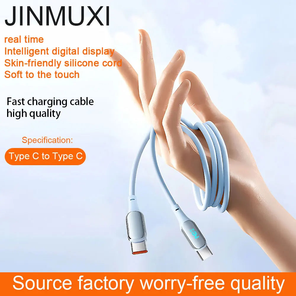 Cable Carga Rápida PD 140W USB-C a USB-C con Pantalla Digital para iPhone 15/16, Samsung S22/S23, Xiaomi, Huawei, POCO