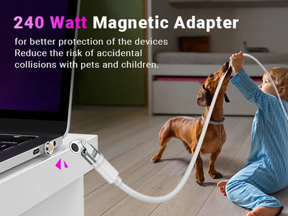 Adaptador Magnético AUFU Tipo C 9 Pines (240W Carga Rápida USB-C a Tipo C) Conector OTG para Samsung/Xiaomi/Lenovo Laptop (Pack 3 Unidades)