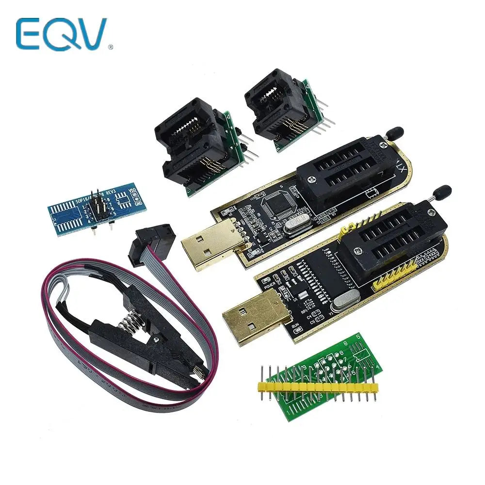 Kit Programador USB XTW100 (CH341B) 24/25 Series EEPROM Flash BIOS + Clip Test SOIC8/SOP8
