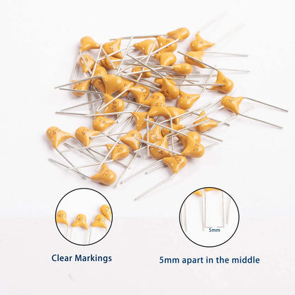 Kit Surtido Capacitores Cerámicos 24 Valores (0.1uF-10uF) para Guitarra (480 Unidades)