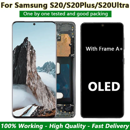 OLED para Samsung Galaxy S20 Ultra Lcd G988 con marco pantalla táctil digitalizador frontal S20 S20 Plus G980 G985 reemplazo
