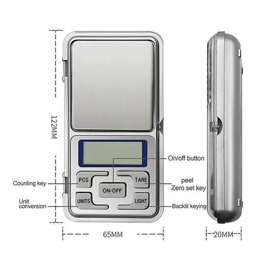 Mini Balanza Electrónica Digital Bolsillo Alta Precisión (0.01g - 500g) para Joyería/Oro/Plata/Cocina (Gramos)