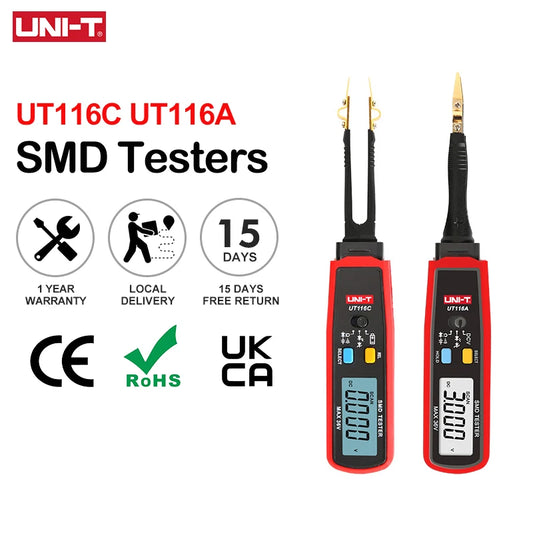 Tester SMD UNI-T UT116C / UT116A - Medidor Rotable Resistencia, LED, Diodo, Batería, Capacitor