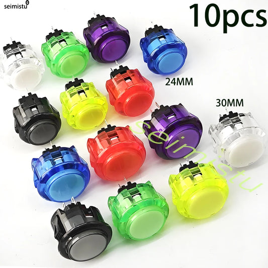 Botón Pulsador Transparente (24mm/30mm) Copia Sanwa OBS-C para Consola Videojuegos/Hitbox/Arcade PC Neo Geo (10 Unidades)
