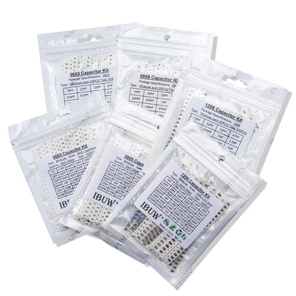 Kit Surtido Capacitor SMD (0603/0805/1206, 1pF-1uF, Varios Formatos: 16/36/50 Valores, 320/720/2500 Piezas)