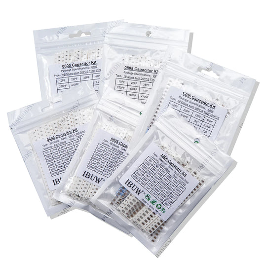 Kit Surtido Capacitor SMD (0603/0805/1206, 1pF-1uF, Varios Formatos: 16/36/50 Valores, 320/720/2500 Piezas)