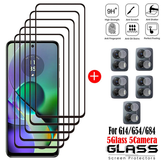 Full Cover Full Glue Tempered Glass For Motorola Moto G54 G84 Screen Protector For Moto G14 Camera Film