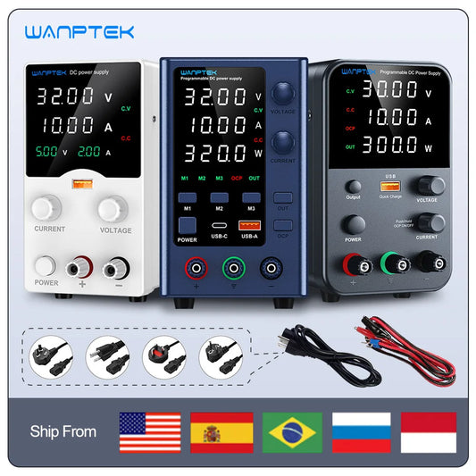 Fuente de Poder Laboratorio WANPTEK DC Ajustable 30V/60V/120V Regulador Voltaje Preajuste V/A (Input 110V/220V)