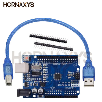 Placa Desarrollo UNO R3 (CH340G, Chip MEGA328P 16MHz) con Cable USB Tipo C/Micro para Arduino (1 Unidad)