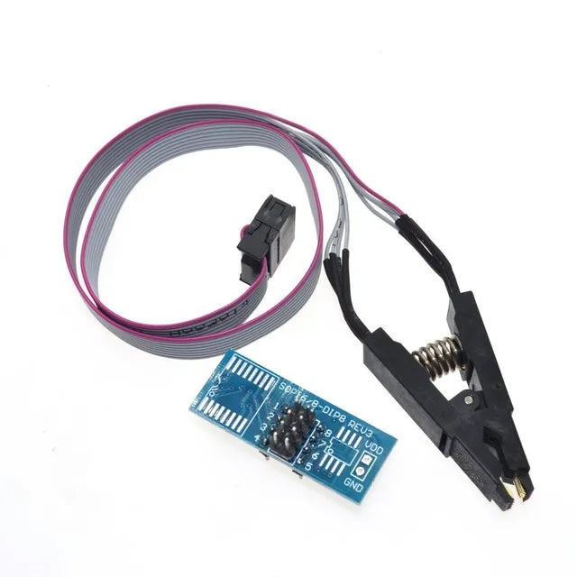 Kit Programador USB XTW100 (CH341B) 24/25 Series EEPROM Flash BIOS + Clip Test SOIC8/SOP8