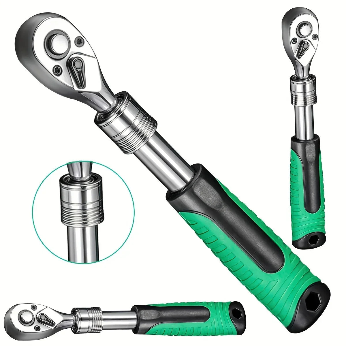 Juego Llaves Vaso Tubo con Ratchet (1/4", 3/8", 1/2") Herramientas Mano para Reparación Auto/Mecánica