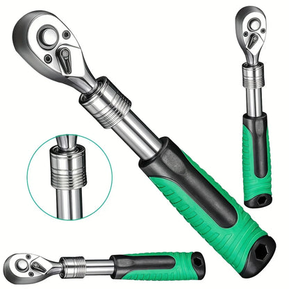 Juego Llaves Vaso Tubo con Ratchet (1/4", 3/8", 1/2") Herramientas Mano para Reparación Auto/Mecánica
