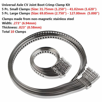 Kit Abrazaderas Junta Homocinética Eje Acero Inoxidable Ajustable (32-41mm / 70-127mm) Accesorios Auto (10 Unidades)