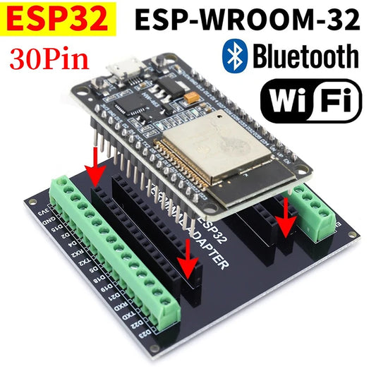 Placa Desarrollo ESP32 WROOM-32 (Tipo C/Micro USB, 30 Pines) Módulo Inalámbrico WiFi Bluetooth BT Doble Núcleo Bajo Consumo