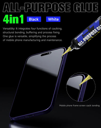 Pegamento Adhesivo Estructural Multiuso MECHANIC G7 (30cc) con 10 Puntas para Marco/Pantalla Teléfono Móvil (Calafateo, Negro/Blanco)