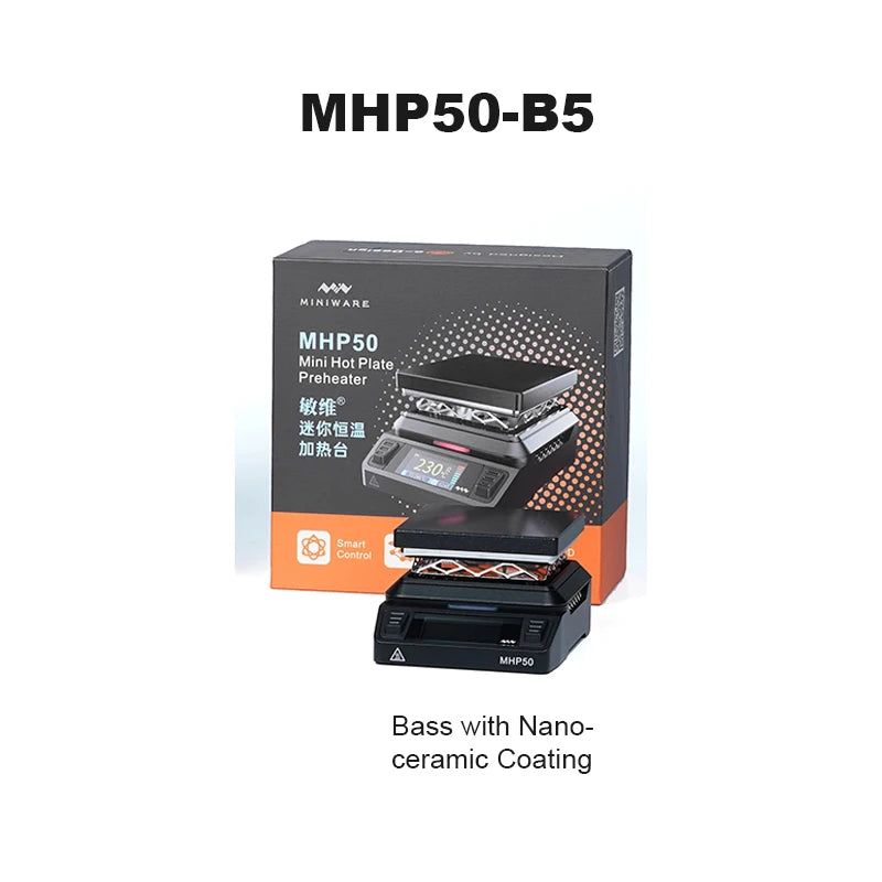 MINIWARE MHP50 Mini Hot Plate Preheater 50*50mm Heating Area Constant Temperature Heating Table 350℃ Intelligent Heating Tool