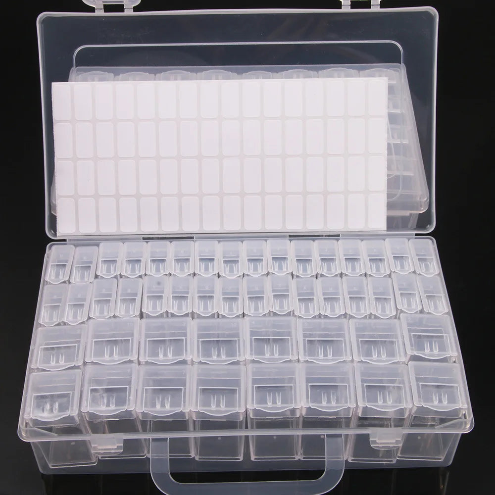Caja Almacenamiento Plástico Organizador 28/32/48/56/64 Ranuras para Cuentas Pintura Diamante/Joyería/Accesorios DIY (1 Unidad)
