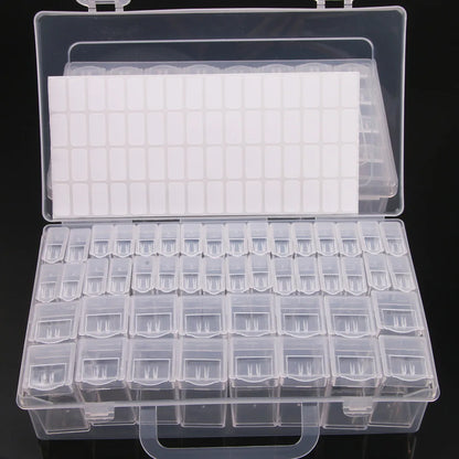 Caja Almacenamiento Plástico Organizador 28/32/48/56/64 Ranuras para Cuentas Pintura Diamante/Joyería/Accesorios DIY (1 Unidad)