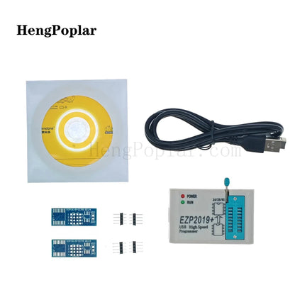 Kit Programador USB SPI Alta Velocidad EZP2019 Full Set + 12 Adaptadores para EEPROM 24/25/93, Flash 25 BIOS Chip